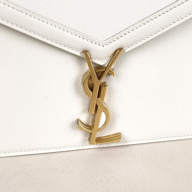 SAINT LAURENT Crossbody Bag Cassandra White Grained Calfskin Medium 22 × 5.5 × 16.5 cm — detail view 7 of 11