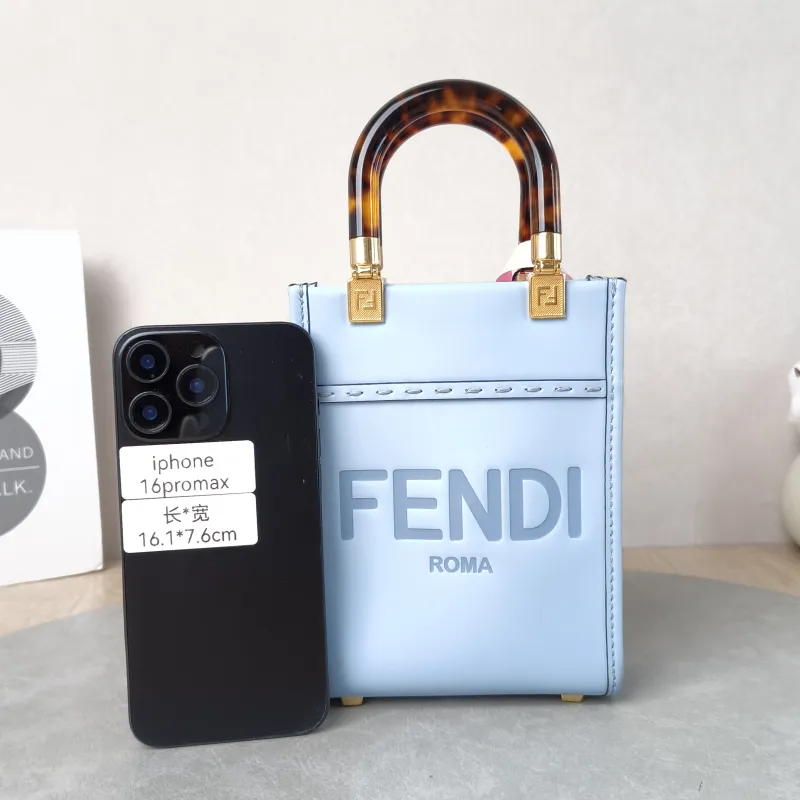 FENDI Crossbody Bag sunshine Blue Calfskin Mini 13 × 6.5 × 18 cm — cover view 5 of 5