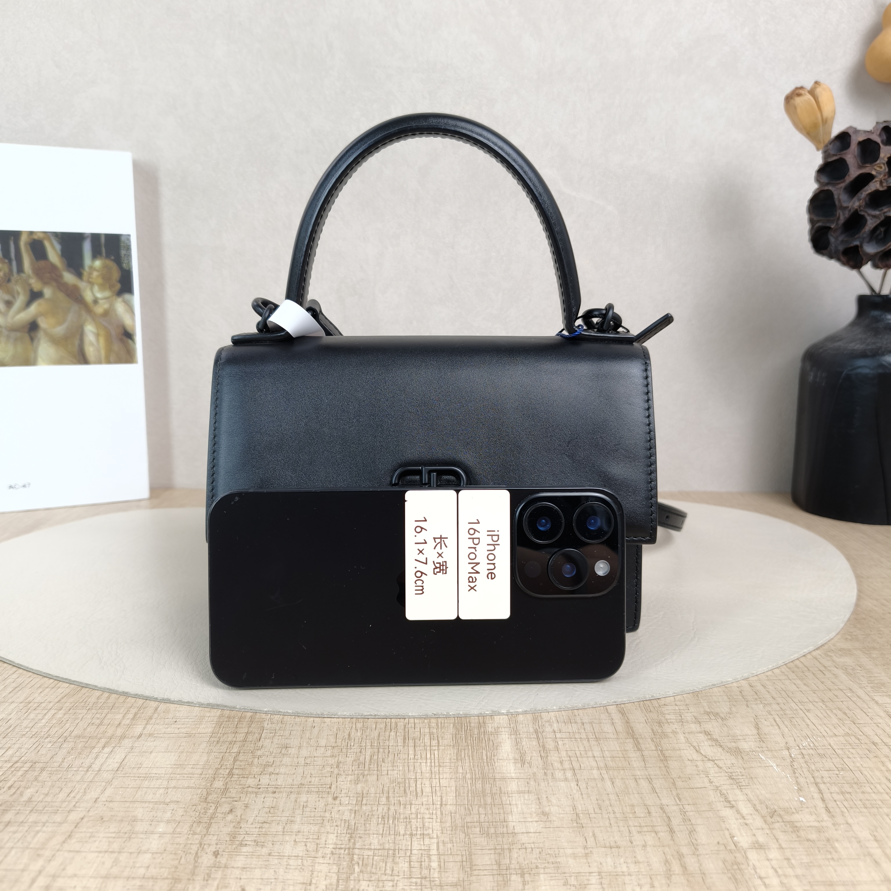BALENCIAGA Crossbody Bag Sharp Bag Top Handle Crossbody Bag Black Calfskin 19 × 6 × 14 cm — cover view 5 of 5