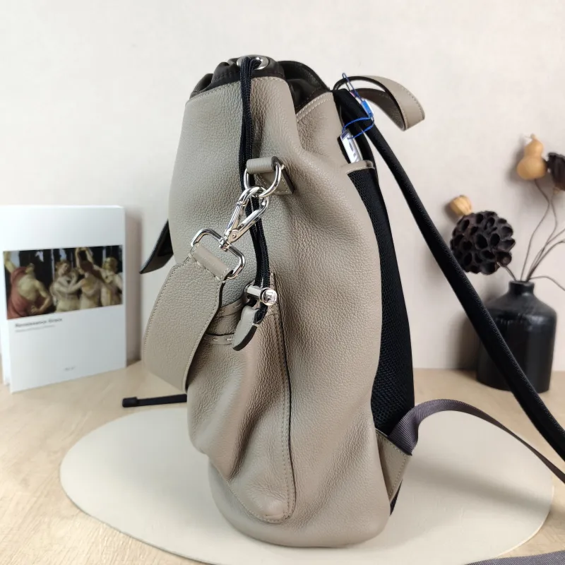 FENDI Backpack Backpack Grey Calfskin One Size 30 × 16 × 40 cm — detail view 4 of 12