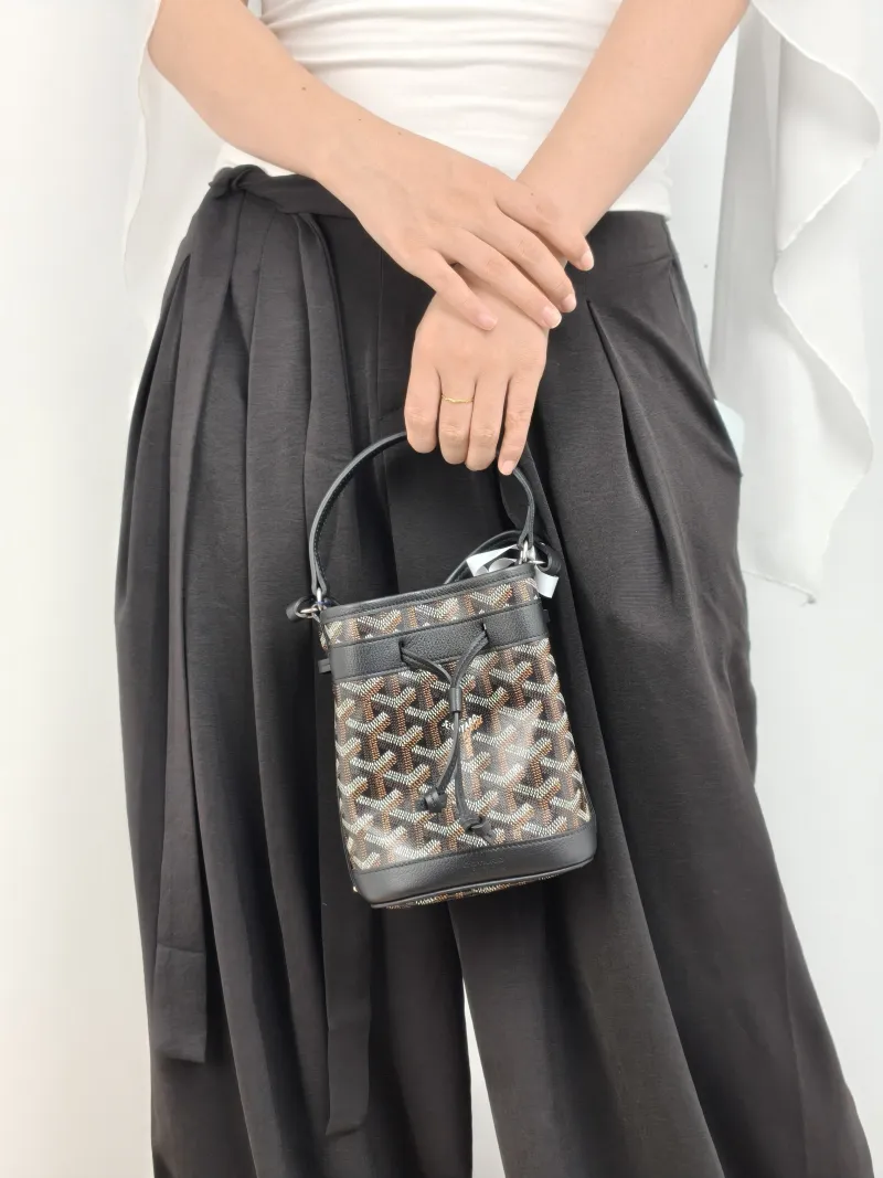 GOYARD Crossbody Bag Petit Flot Black ine Canvas Mini 12 × 10 × 17.5 cm — on-model view 2 of 2