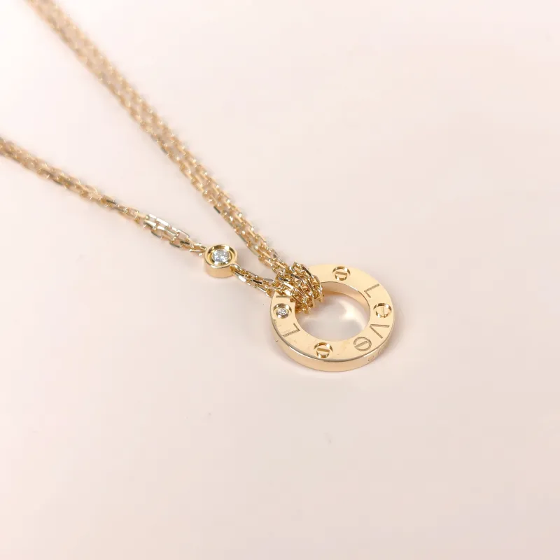 CARTIER Necklace LOVE Collection Pendant 2 Diamond Yellow Gold 18KY ellow Gold Small Edition 40cm — cover view 3 of 7