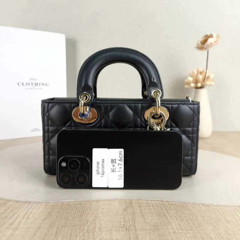 DIOR Top Handle Bag Lady D-Joy Black Lambskin Small 22 × 6 × 11 cm — cover view 5 of 6