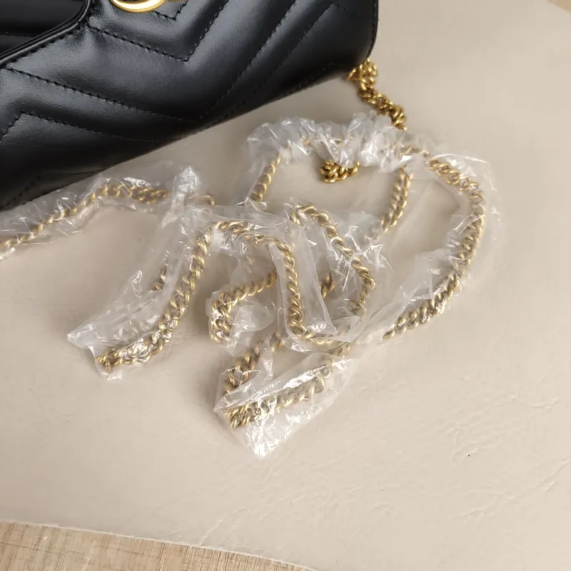 GUCCI Crossbody Bag GG Marmont Mini Marmont Mini Black Calfskin Mini 16.5 × 4.5 × 9.5 cm — detail view 7 of 8