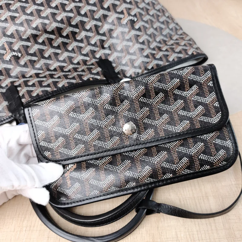 GOYARD Shoulder Bag SAINT LOUIS Shopping Tote Black ine Canvas Small 34 × 15 × 28 cm Conditioned — detail view 6 of 13