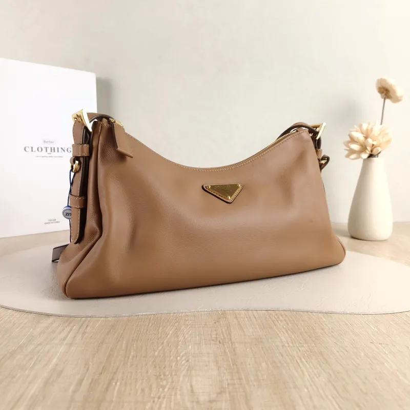 PRADA Shoulder Bag Aimée Brown Calfskin 31 × 9.5 × 18 cm — cover view 5 of 5