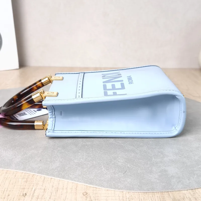 FENDI Crossbody Bag sunshine Blue Calfskin Mini 13 × 6.5 × 18 cm — detail view 9 of 11