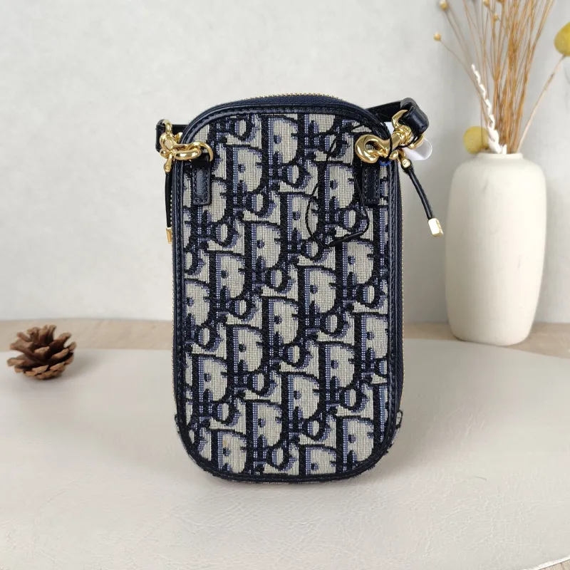 DIOR Top Handle Bag Blue Canvas One Size 10.5 × 2.5 × 18 cm — cover view 4 of 5