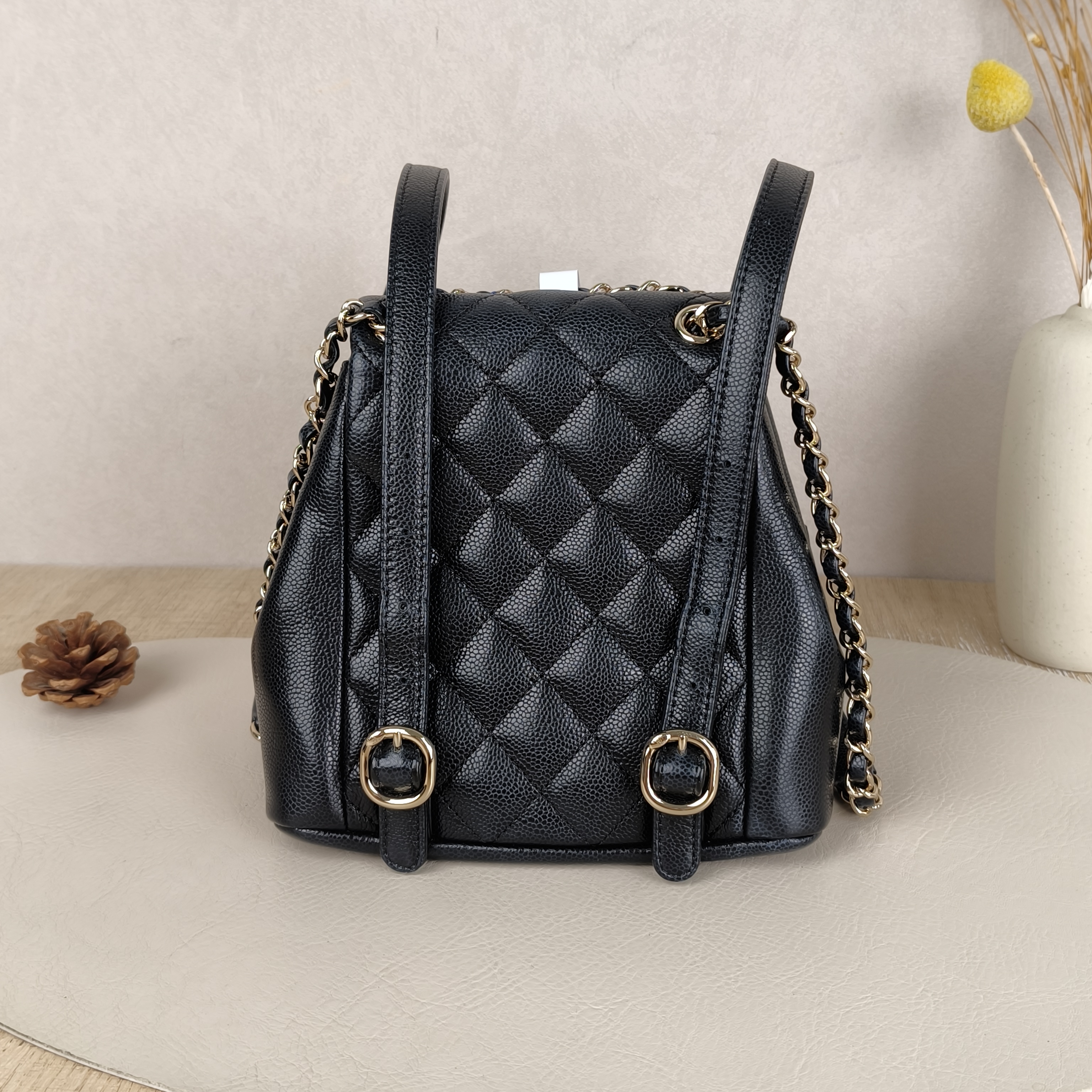 Chanel duma Small Black with Gold-Tone Hardware Grained Calfskin Microchip Edition · Box Dust Bag · 16.5 × 10 × 17.5 cm — cover view 3 of 9