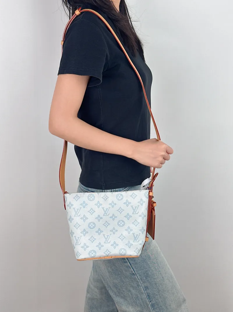 Louis Vuitton Top Handle Bag ALL IN BB Blue PVC BB 16 × 12 × 18 cm — on-model view 3 of 3