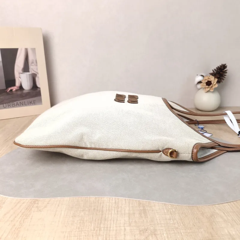 Miumiu Shoulder Bag IVY Tote Shopping Tote Beige Brown Canvas Medium 35*40 — detail view 9 of 10