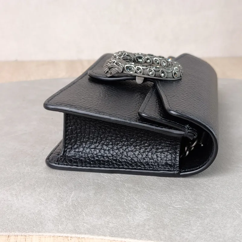 GUCCI Crossbody Bag Dionysus Black Calfskin Mini 16.5 × 4.5 × 10 cm — detail view 13 of 13