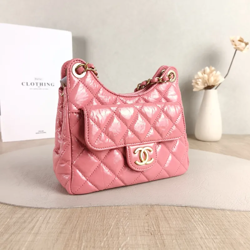 Chanel Crossbody Bag HOBO Pink Waxed Leather Small 19 × 6 × 17 cm — cover view 3 of 5