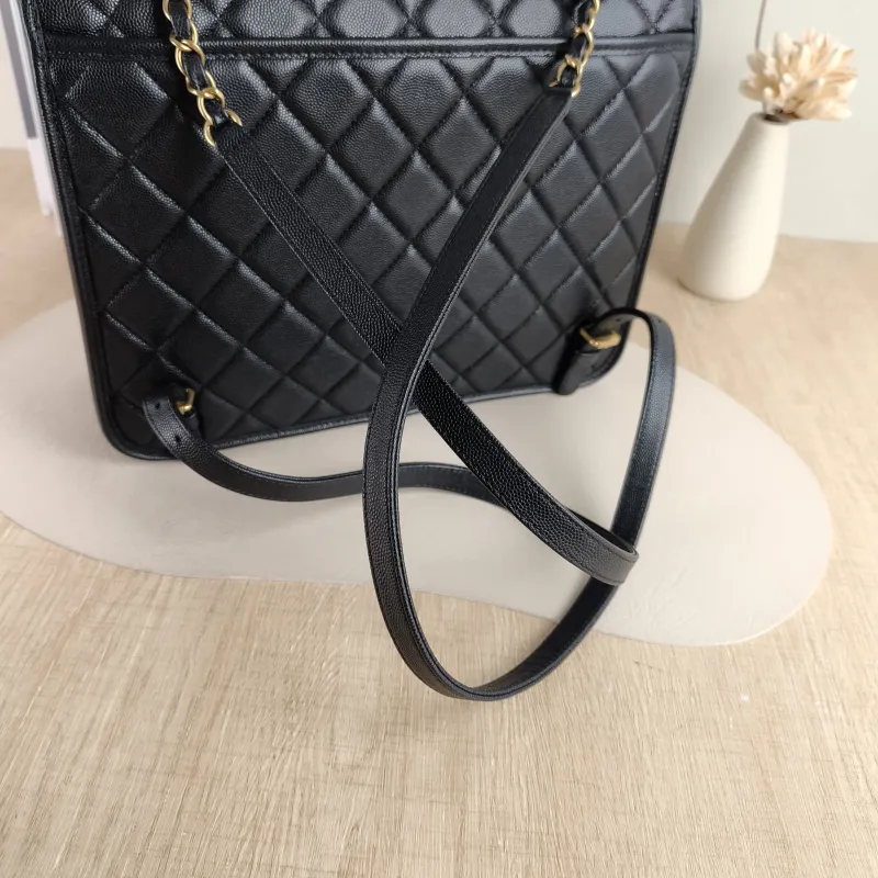 Chanel Backpack Backpack Black with Gold-Tone Hardware Grained Calfskin One Size 31 × 10 × 21 cm — detail view 11 of 14