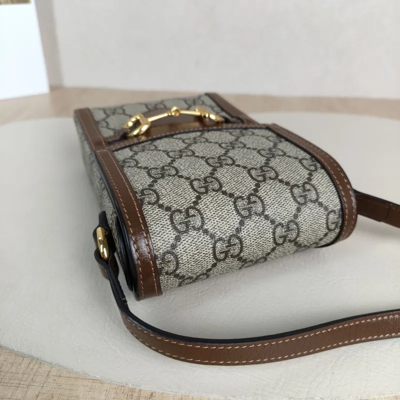 GUCCI Crossbody Bag Horsebit 1955Collection Mini Monogram PV Cmini11.5 × 4 × 17 cm — detail view 8 of 14