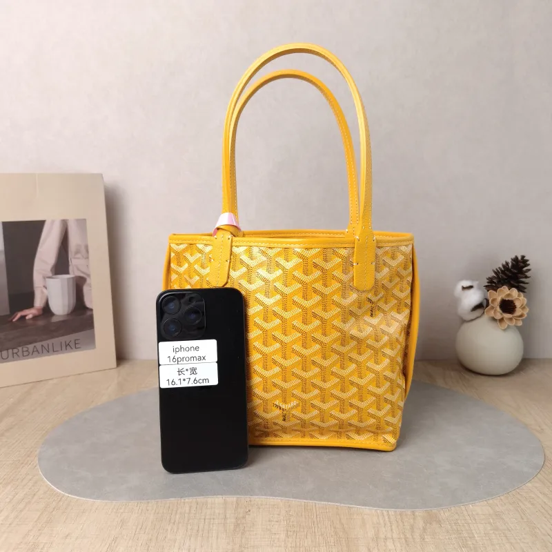 GOYARD Top Handle Bag ANJOU Shopping Tote Yellow PVC Mini 19.5 × 9 × 19.5 cm — cover view 2 of 5