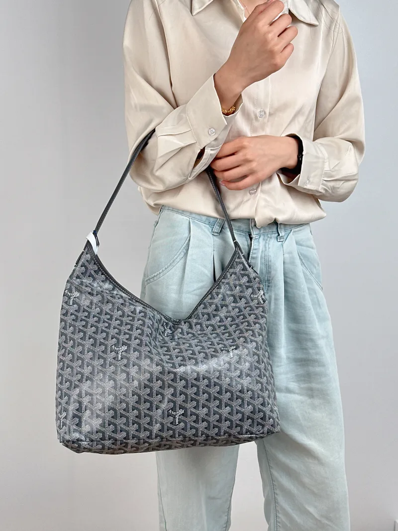 GOYARD Shoulder Bag Boheme Hobo​ Grey ine Canvas Small 43 × 14 × 27 cm — on-model view 2 of 2