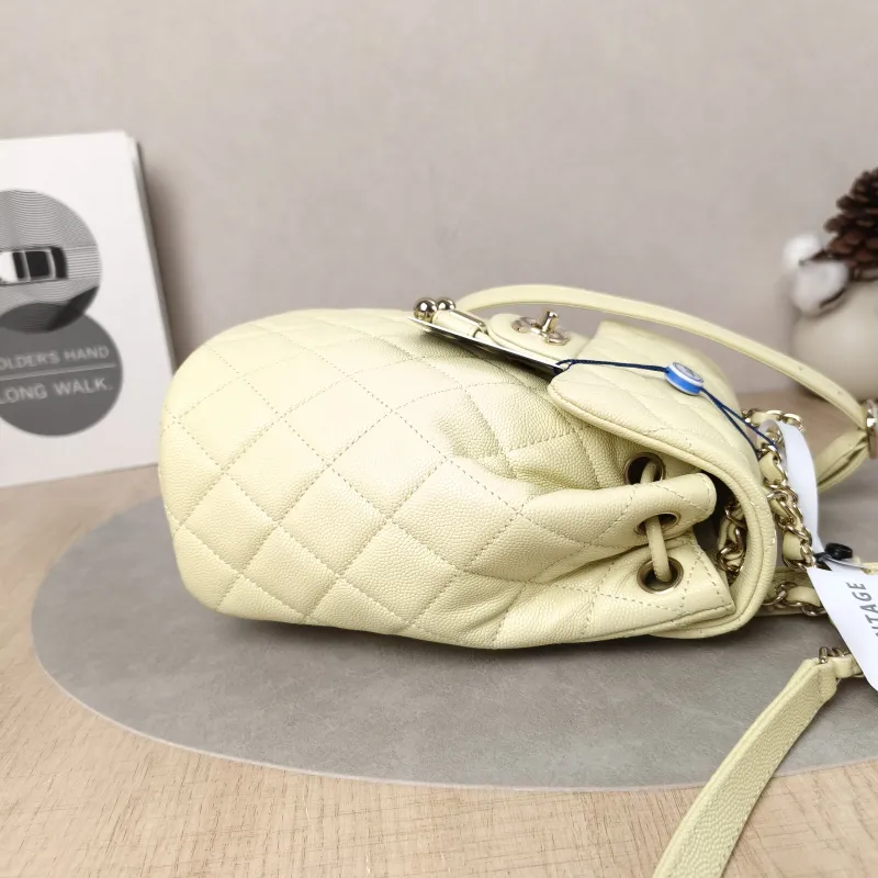 Chanel Backpack23s Backpack Yellow Grained Calfskin Small18 × 10 × 23 cm — detail view 8 of 17