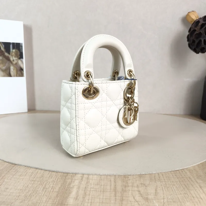DIOR Crossbody Bag Lady Lady Dior Bag White Lambskin Mini 12 × 5 × 10 cm — cover view 3 of 5