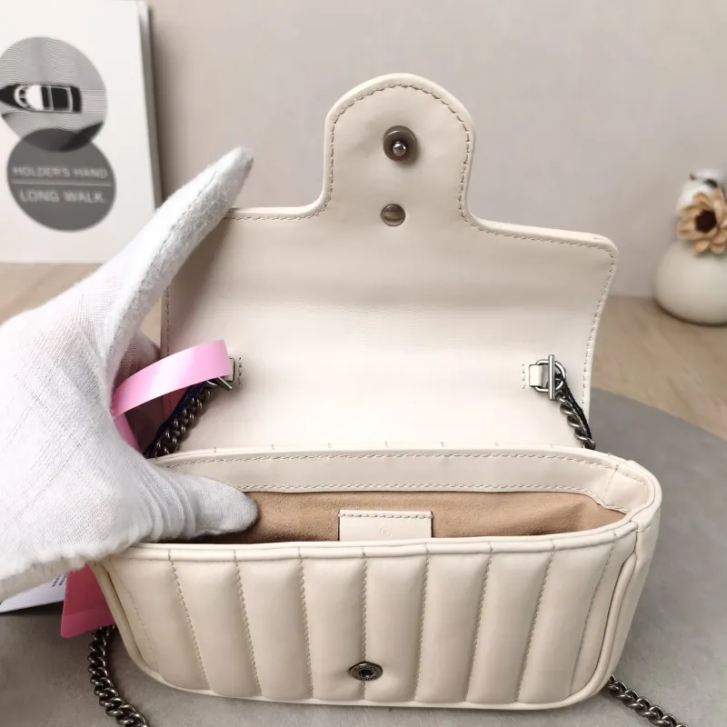GUCCI Crossbody Bag GG Marmont Mini Marmont Mini White Calfskin Mini 16.5 × 4.5 × 9.5 cm — detail view 3 of 12