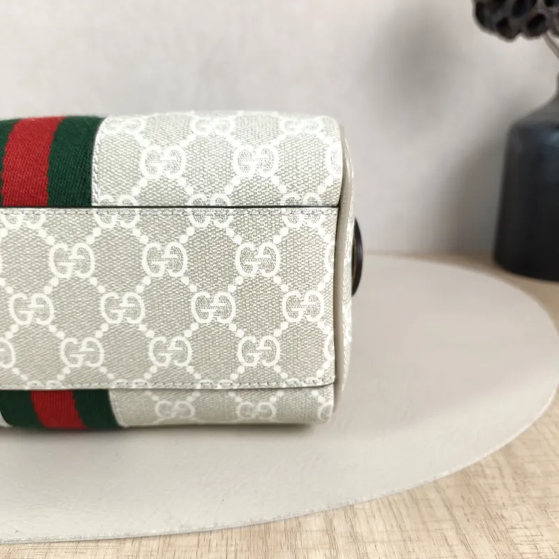 GUCCI Top Handle Bag Ophidia Beige PVC Mini 21.5 × 11.5 × 14 cm — detail view 13 of 14