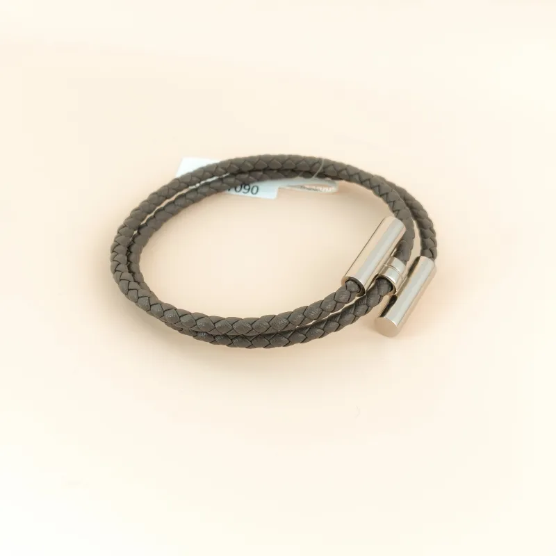 Hermès Bangle Tournis Tresse HB angle Silver Grey One Size 37cm — cover view 2 of 7