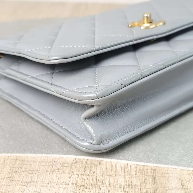 Chanel Crossbody Bag CF WOCWOC Bag Grey Lambskin Mini 19.2 × 3.5 × 12.3 cm — detail view 7 of 12