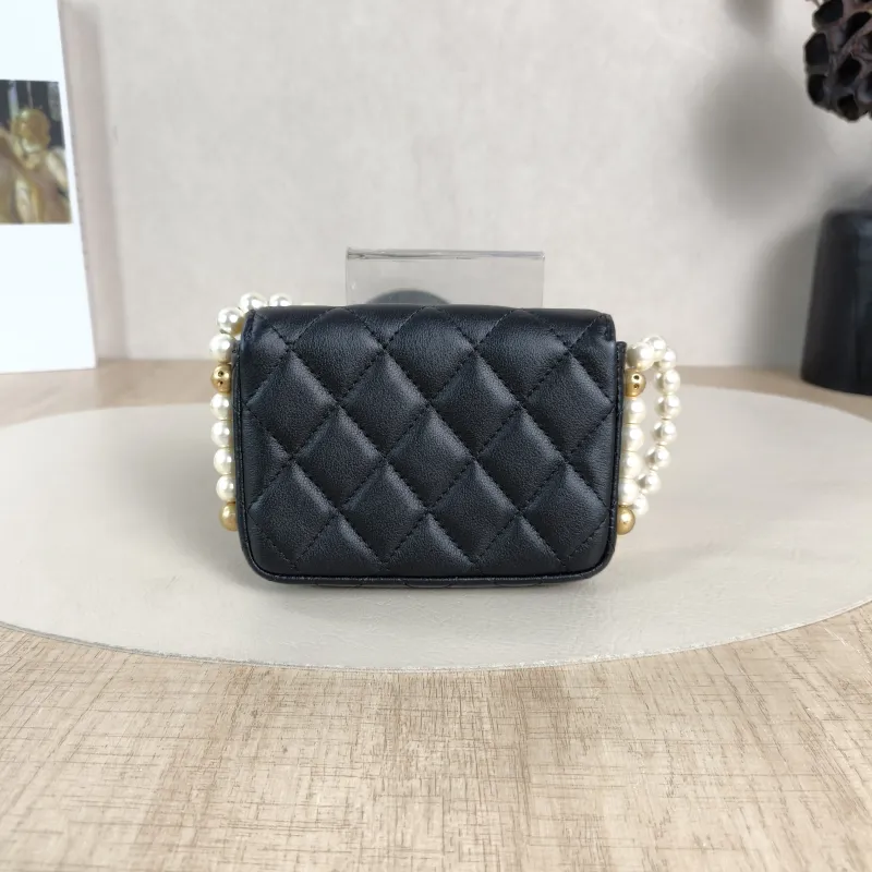 Chanel Crossbody Bag Pearl Crossbody Bag Black Calfskin One Size12 × 4 × 9 cm — cover view 4 of 6