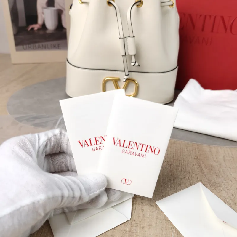 Valentino Shoulder Bag Bucket Bag White Calfskin 20 × 8.5 × 18 cm — detail view 5 of 11