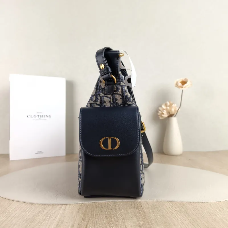 DIOR Top Handle Bag D-Dream Blue Canvas Medium 28 × 10 × 16 cm — detail view 1 of 9