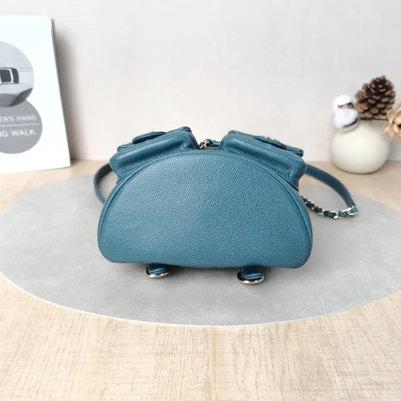 Chanel Backpack Duma Green Grained Calfskin Small16.5 × 10 × 17.5 cm — cover view 4 of 5