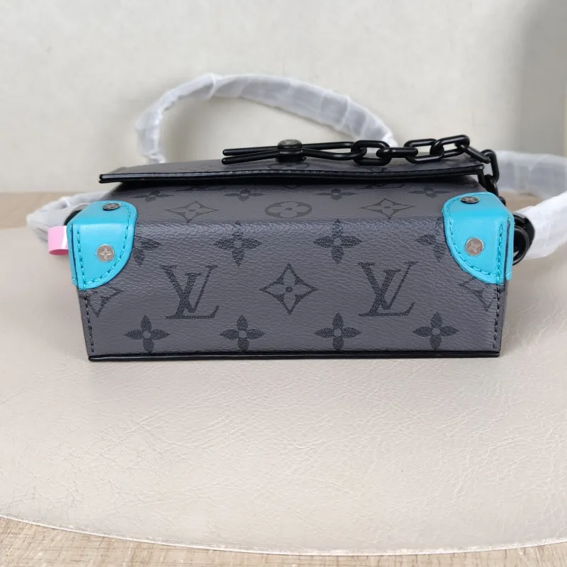 Louis Vuitton Crossbody Bag Steamer Box Grey · Blue PVC · Calfskin Mini 18 × 6.5 × 11 cm — cover view 2 of 5