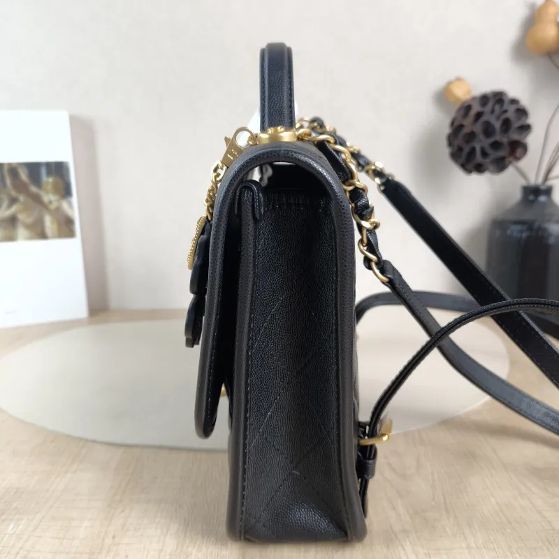 Chanel Backpack Backpack Black Grained Calfskin One Size 22 × 7 × 19.5 cm — detail view 12 of 14