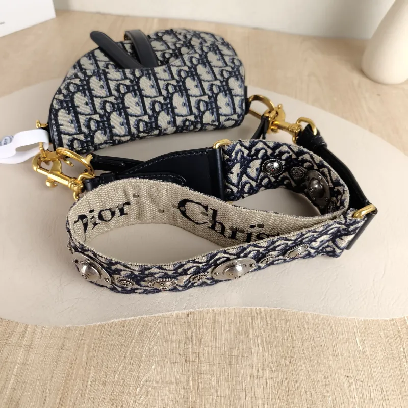 DIOR Top Handle Bag Saddle Blue Canvas Mini 19 × 6 × 15 cm — detail view 5 of 10