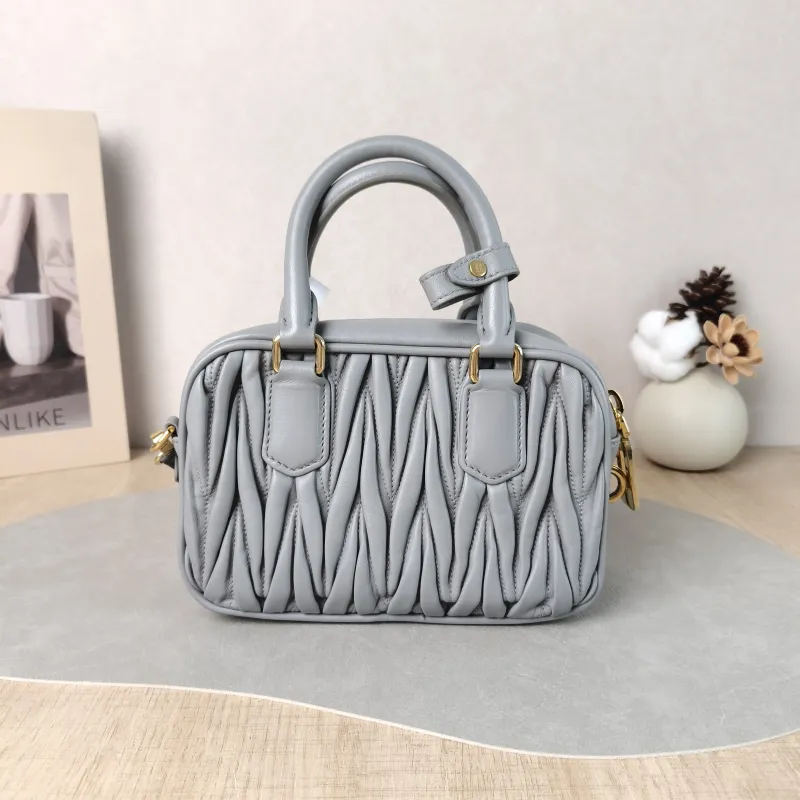 Miumiu Top Handle Bag Arcadie MatelasséCollection Edition Grey Lambskin Small 19 × 6 × 13 cm — cover view 3 of 6