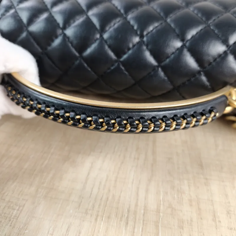 Chanel Crossbody Bag le boy Black Calfskin Medium 25 × 9 × 15 cm — detail view 11 of 12