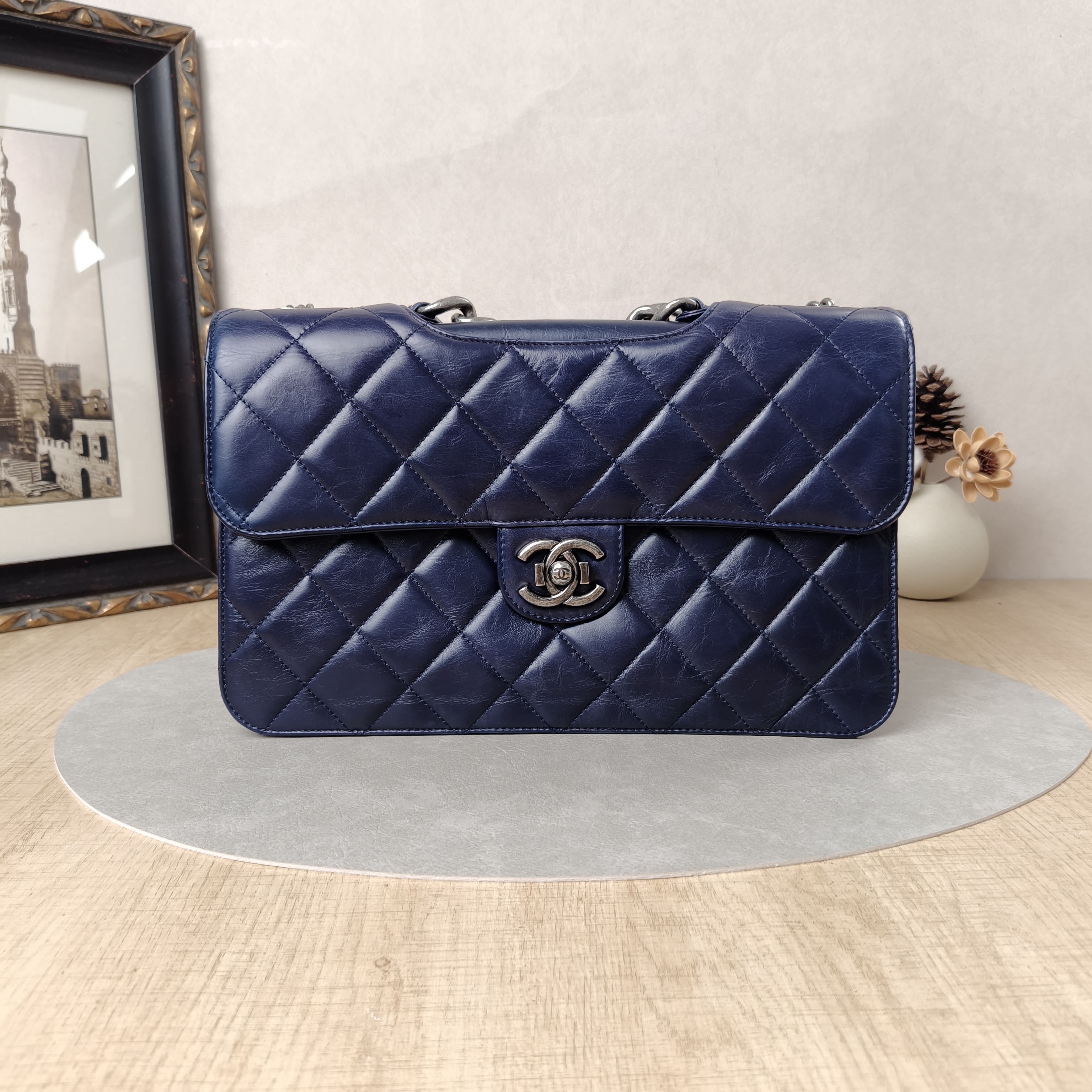 Chanel Crossbody Bagcf Collection Crossbody Bag Blue Calfskin Large30.5 × 5 × 20 cm
