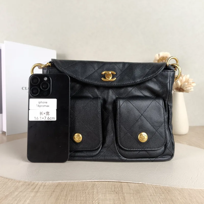 Chanel Shoulder Bag 25p hobo Black Grained Calfskin Small 24 × 5 × 19 cm — cover view 4 of 5