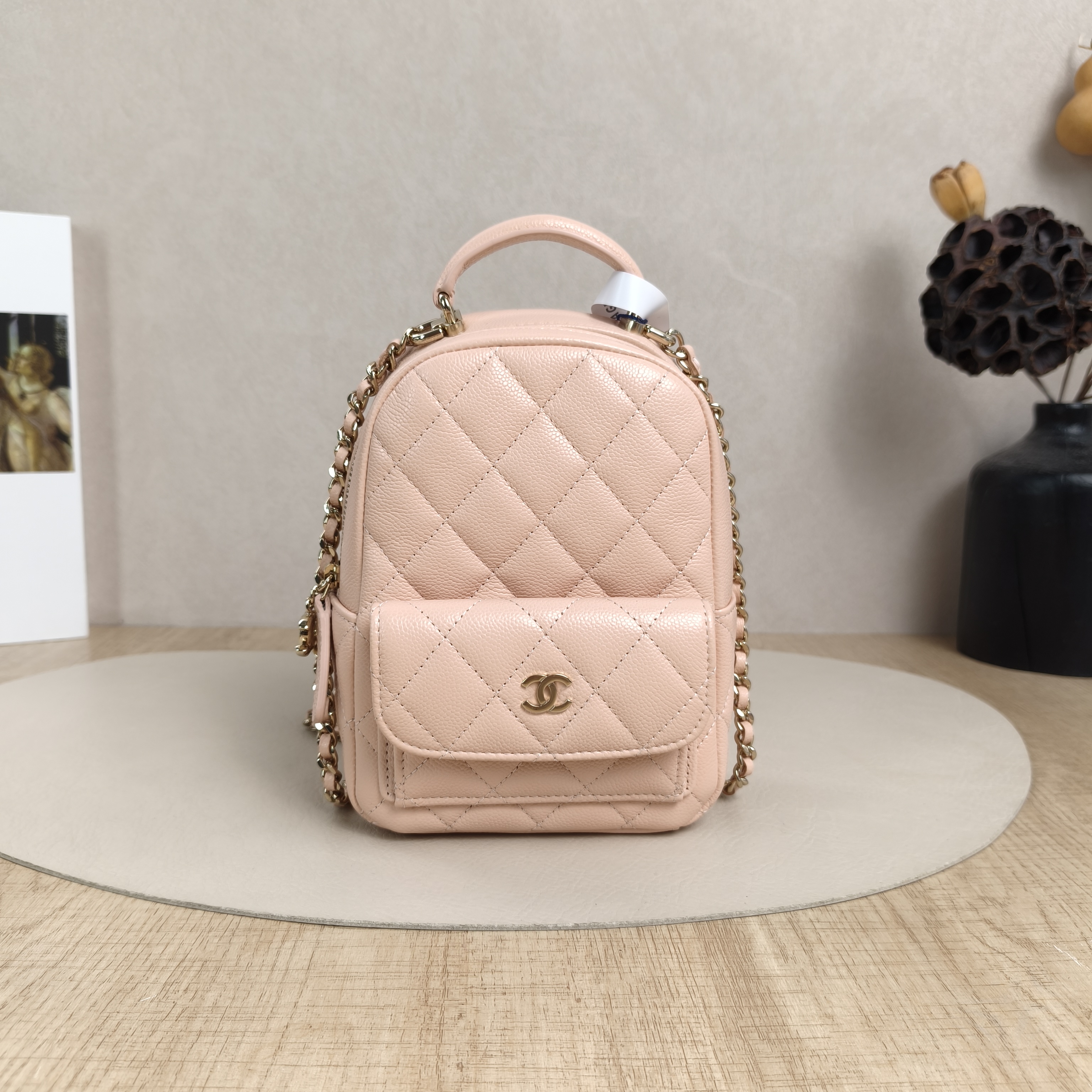 Chanel Backpack mini Backpack Collection Pink Grained Calfskin One Size13 × 9 × 18 cm