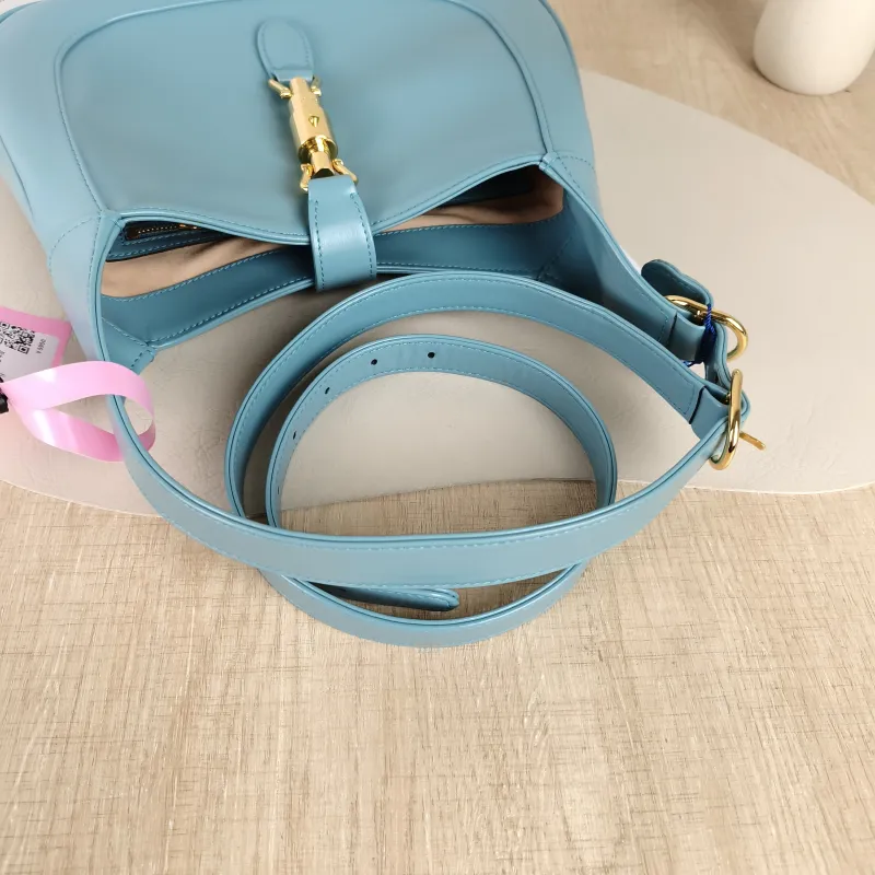 GUCCI Crossbody Bag Jackie 1961Collection Blue Calfskin Medium 27.5 × 4 × 19 cm — detail view 2 of 12