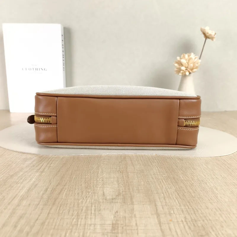 Miumiu Top Handle Bag Beau Brown Canvas · Calfskin Small 28 × 8 × 11.5 cm — cover view 4 of 5