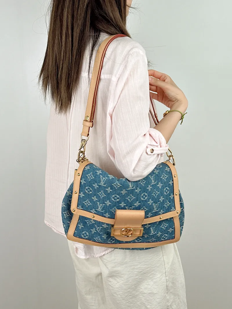 Louis Vuitton Shoulder Bag Dauphine Soft Shoulder Bag Blue Large28 × 11 × 20 cm — on-model view 2 of 2