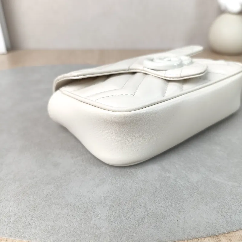 GUCCI Shoulder Bag GG Marmont Mini Marmont Mini g White Calfskin Mini 16.5 × 4.5 × 9.5 cm — detail view 7 of 13