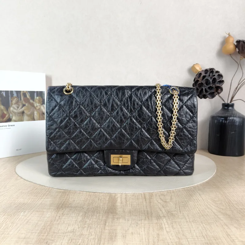 Chanel Shoulder Bag 2.55 Black Calfskin Large 31.5 × 10 × 20 cm 14