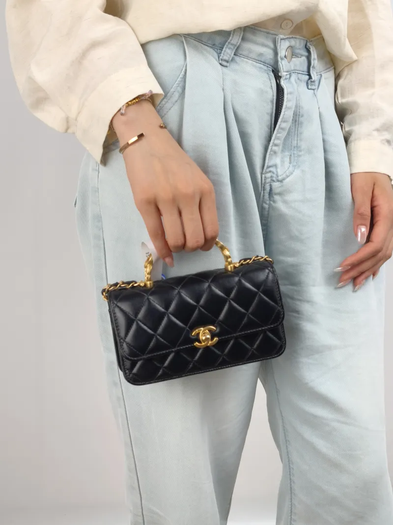 Chanel Crossbody Bag Black Lambskin 17 × 4 × 9 cm — on-model view 1 of 2