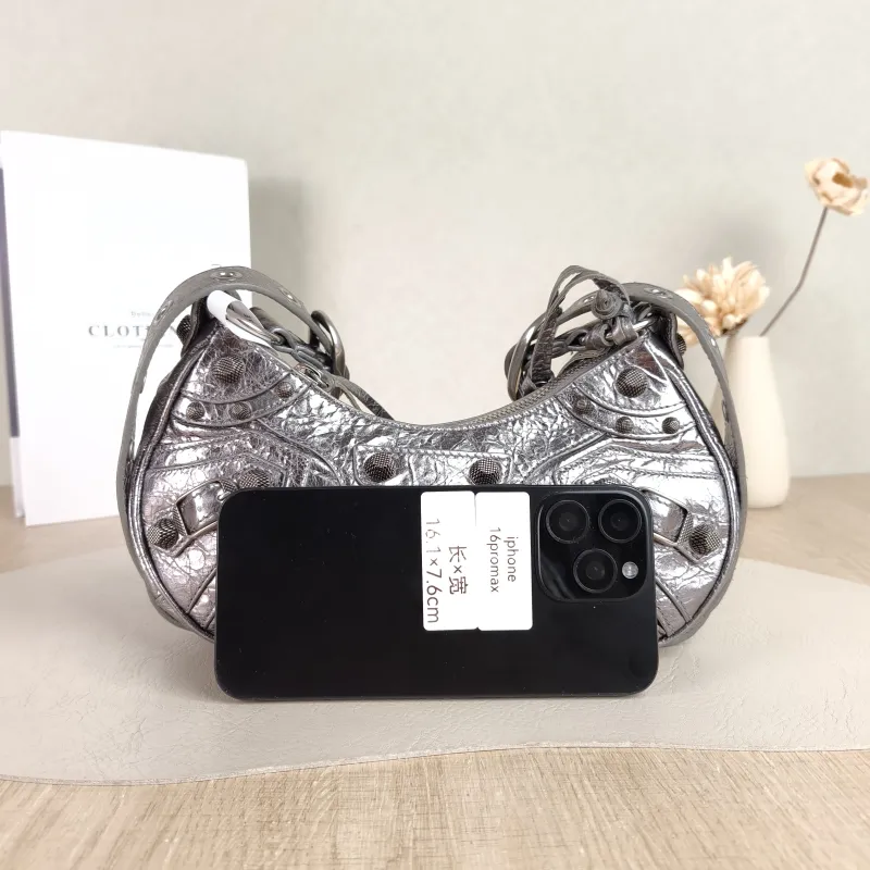 BALENCIAGA Crossbody Bag LE CAGOLE Silver Calfskin XS 26 × 7 × 16 cm — cover view 5 of 5