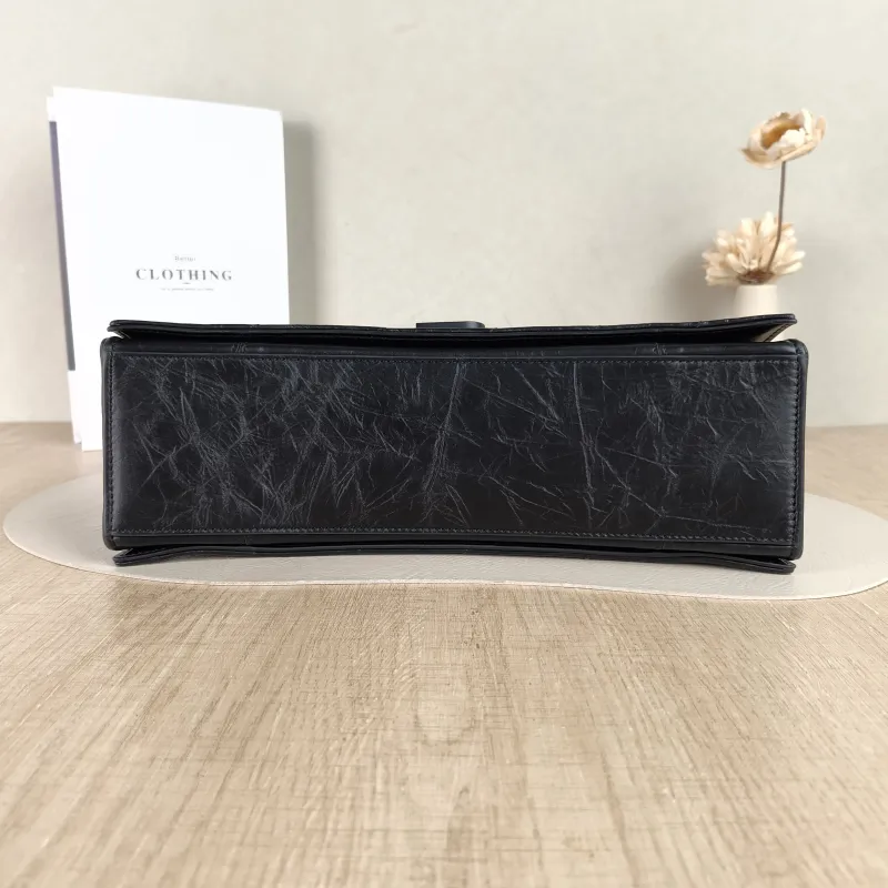 BALENCIAGA Shoulder Bag CRUSH Chain Bag Black Calfskin Medium30 × 13 × 20 cm — cover view 5 of 5