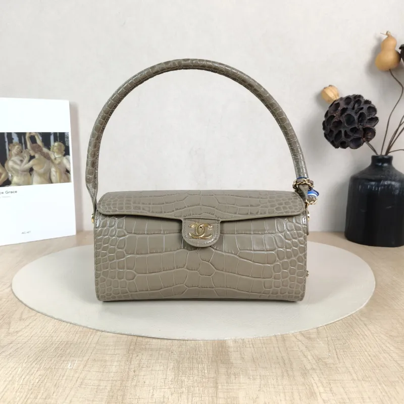 Chanel Shoulder Bag 26a Collection Crossbody Bag Grey Calfskin One Size 23 × 11 × 12.5 cm