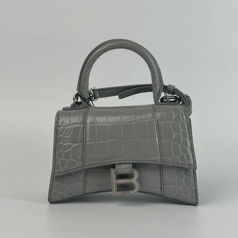 BALENCIAGA Crossbody Bag Hourglass Hourglass Bag Grey Calfskinmini19 × 5 × 12 cm