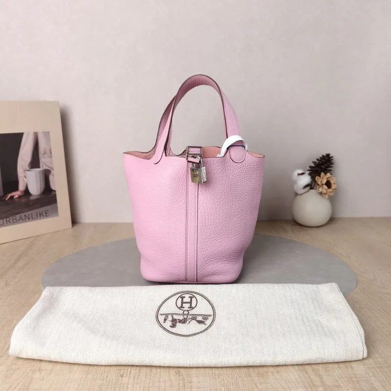 Hermès Top Handle Bag Picotin Lock 18 18 X9Mauve Sylvestre Taurillon Clemence TC Calfskin Small 18 × 13 × 18 cm Z — cover view 5 of 6